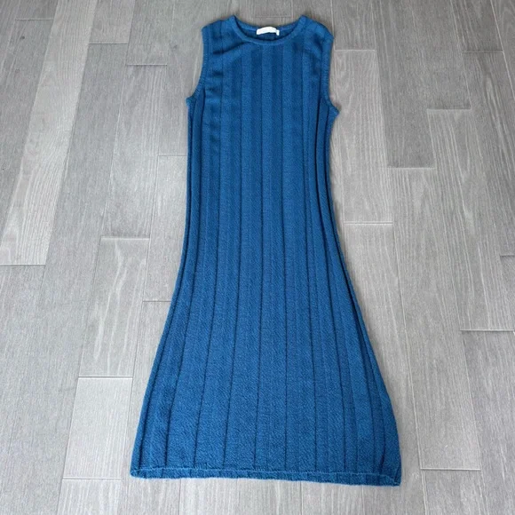Free People Beach Theo Sweater Midi Dress Out Of The Blue S Ribbed Textured Boho - Picture 12 of 14